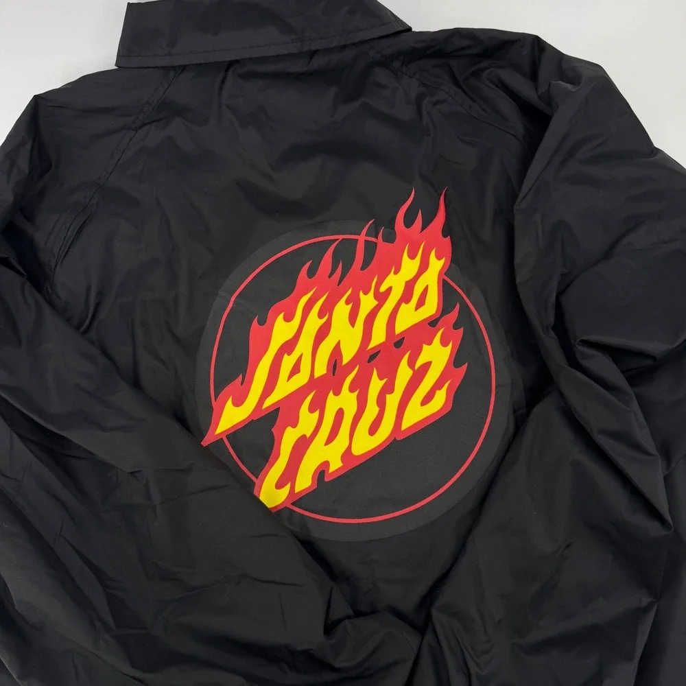 Etnies Santa Cruz SC Flame‎ Coaches Jacket Mens Small Black Nylon 4137000975 NEW